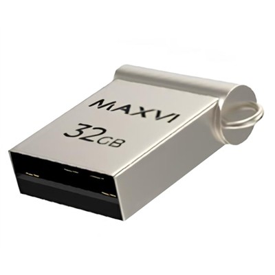 Флешка 32 Gb Maxvi MM Metallic silver мини, металл  / FD32GBUSB20C10MM