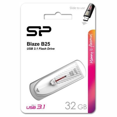 USB флеш накопитель 32 Gb Silicon Power Blaze B25 White USB 3.0 SP032GBUF3B25V1W