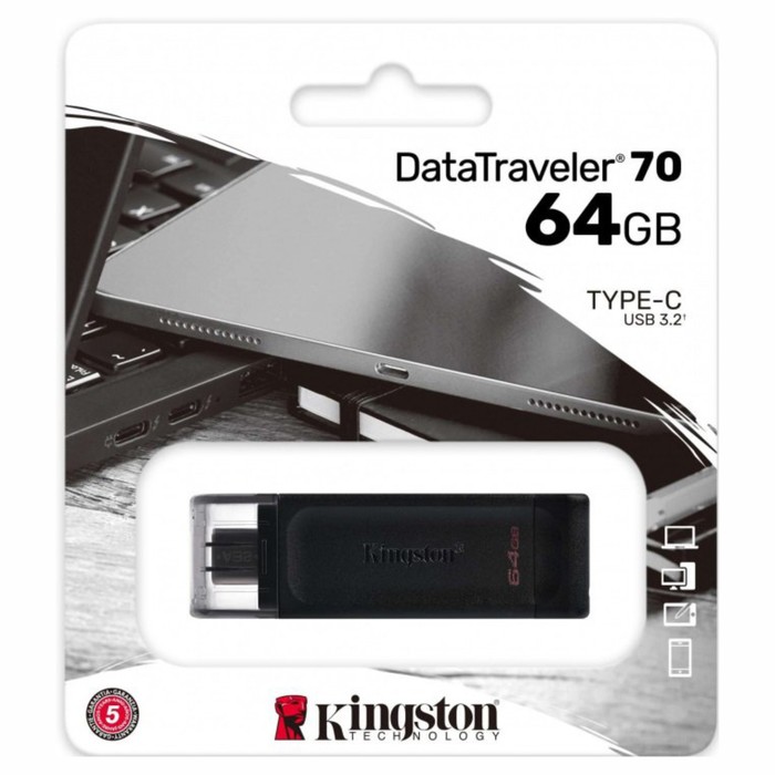 USB флеш накопитель 64 Gb Kingston DT 70 DT70/64GB / TYPE-C  / USB 3.2 Gen 1 - Фото 1