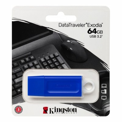 USB флеш накопитель 64 Gb Kingston DT Exodia Blue KC-U2G64-7GB / USB 3.2 / белое кольцо