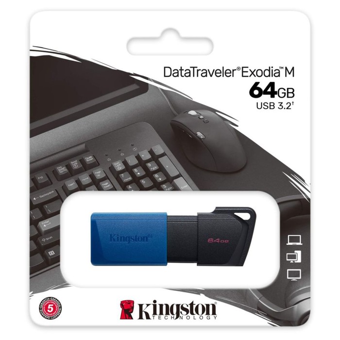 USB флеш накопитель 64 Gb Kingston DT Exodia M черный/синий DTXM/64GB - Фото 1