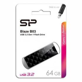 USB флеш накопитель 64 Gb Silicon Power Blaze B03 Black USB 3.0 SP064GBUF3B03V1K