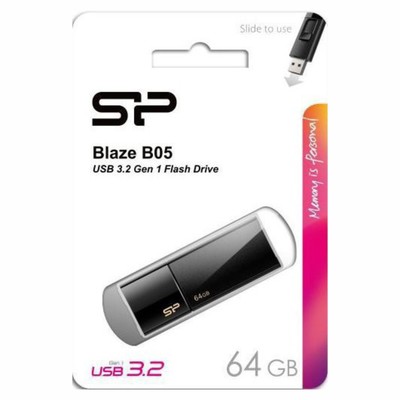 Флешка USB 64 Gb Silicon Power Blaze B05 Black USB 3.0 SP064GBUF3B05V1K