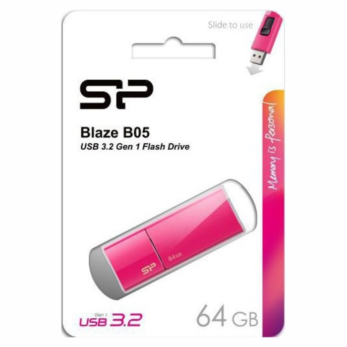 Флешка USB 64 Gb Silicon Power Blaze B05 Peach USB 3.0 SP064GBUF3B05V1H - Фото 1