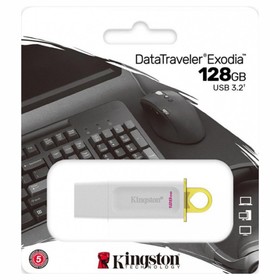 USB флеш накопитель_128 Gb Kingston DT Exodia White KC-U2G128-5R / USB 3.2 / жёлтое кольцо   1069871