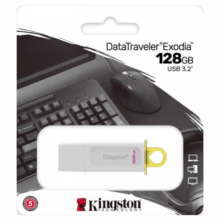 USB флеш накопитель_128 Gb Kingston DT Exodia White KC-U2G128-5R / USB 3.2 / жёлтое кольцо   1069871 - Фото 1