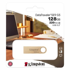 USB флеш накопитель_128 Gb Kingston DT SE9 G3 золотистый / R220Mb/s/W100Mb/USB 3.0/DTSE9G3/   106987