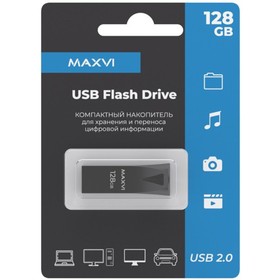USB флеш накопитель_128 Gb Maxvi MK2 Dark grey монолит, металл / FD128GBUSB20C10MK2