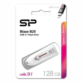 USB флеш накопитель_128 Gb Silicon Power Blaze B25 White USB 3.1 / SP128GBUF3B25V1W
