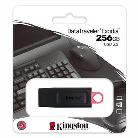 USB флеш накопитель_256 Gb Kingston DT Exodia Black DTX/256GB / USB 3.2 / красное кольцо