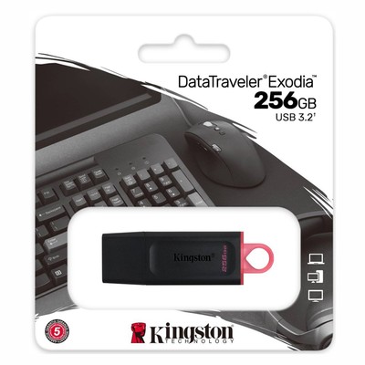 USB флеш накопитель_256 Gb Kingston DT Exodia Black DTX/256GB / USB 3.2 / красное кольцо