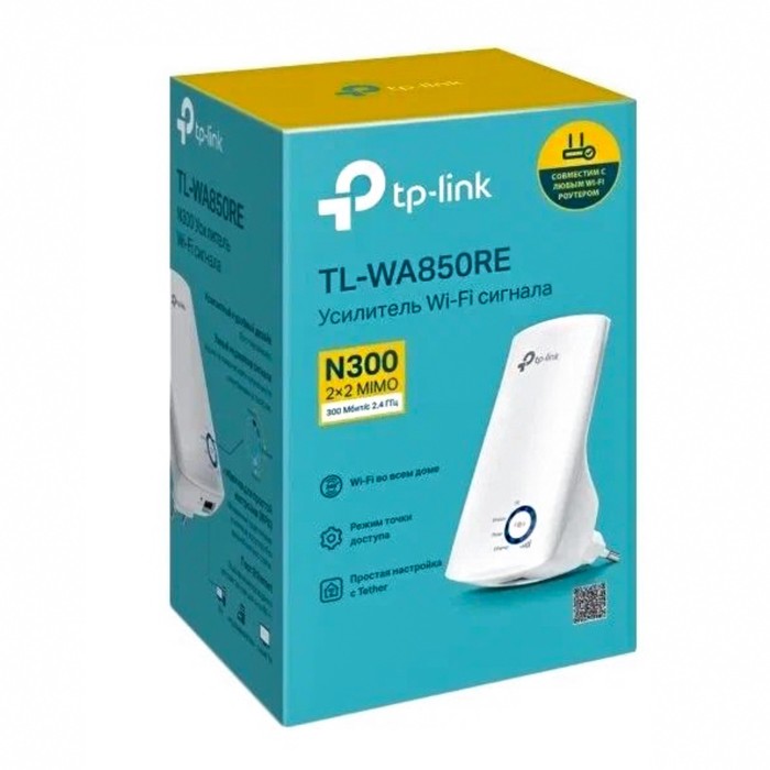 Усилитель Wi-Fi сигнала TP-Link TL-WA850RE 2.4 ГГц; 300 Мбит/с.; 20 дБм - фото 51610866