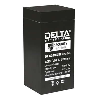 Аккумуляторная батарея Delta DT 6023 (75) (6V / 2,3Ah)