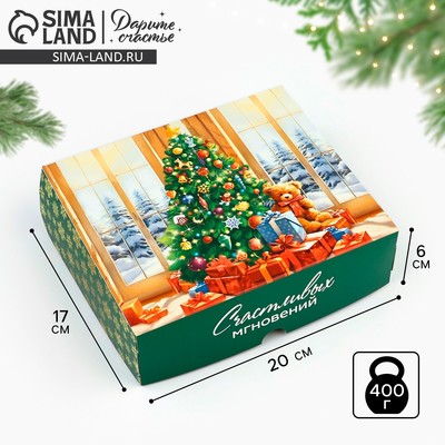 Упаковка для кондитерских изделий новогодняя «Счастливых мгновений», 20×17×6 см