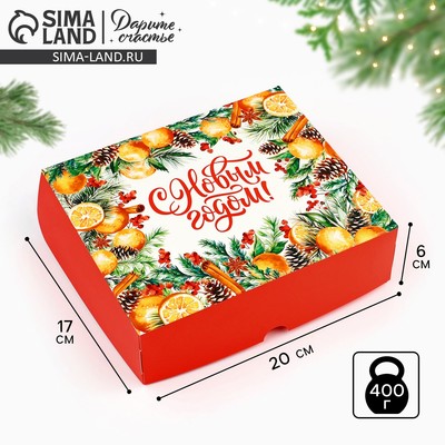 Упаковка для кондитерских изделий «Новогодняя ботаника», 20×17×6 см