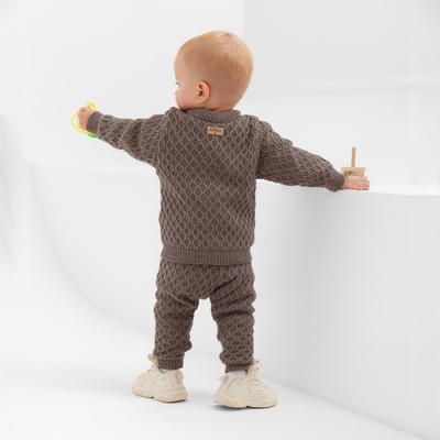Брюки детские вязаные MINAKU: Knitwear collection, рост 68-74 см, кофейные