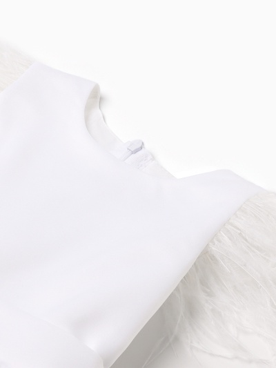 Платье нарядное для девочки KAFTAN с перьями, белое, рост 86-92 см