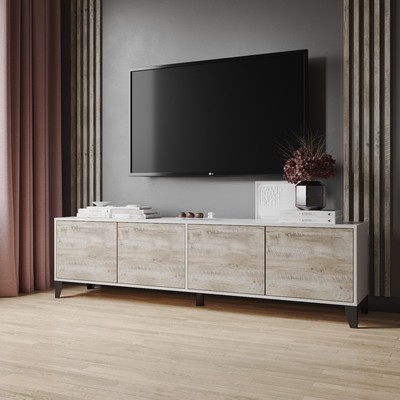 Тумба под ТВ «Парус – 11», на ножках, 2002×400×550 мм, цвет белый/дуб юкон