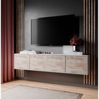 Тумба ТВ Парус-11, 2002х400х550, Белый/дуб юкон с опорами 10671403