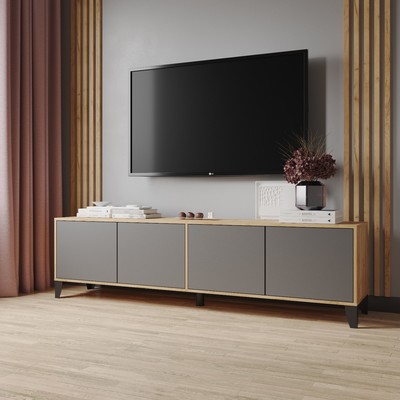 Тумба под ТВ «Парус – 11», с опорами, 2002×400×550 мм, цвет дуб крафт золотой/графит серый