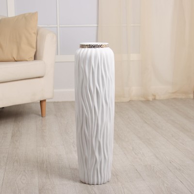 Ваза напольная «Гленн», h=60 см, керамика, белая