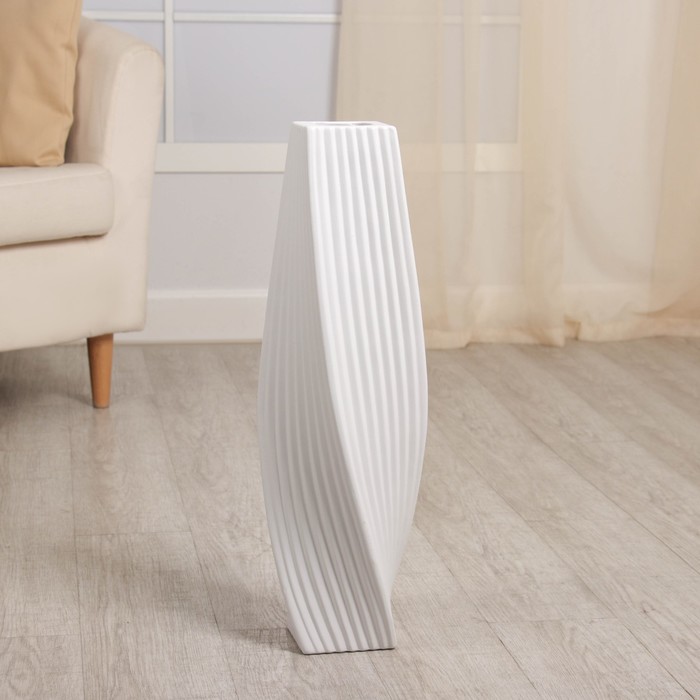 Ваза напольная «Теренс», h=58 см, керамика, белая - Фото 1