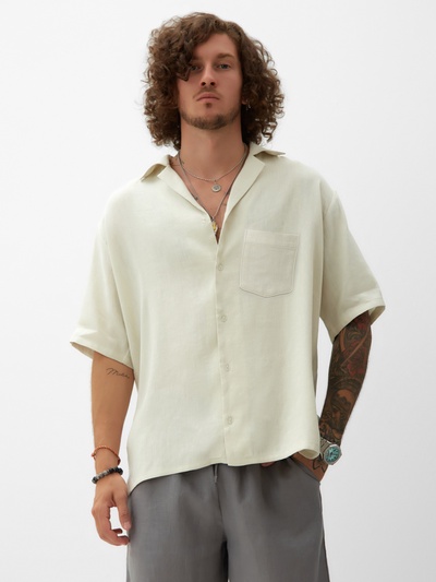 Рубашка мужская с коротким рукавом MIST, размер 48, молочная