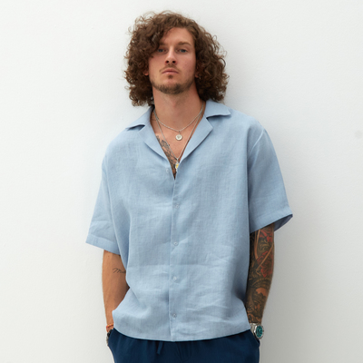 Рубашка мужская с коротким рукавом MIST р.48, голубой