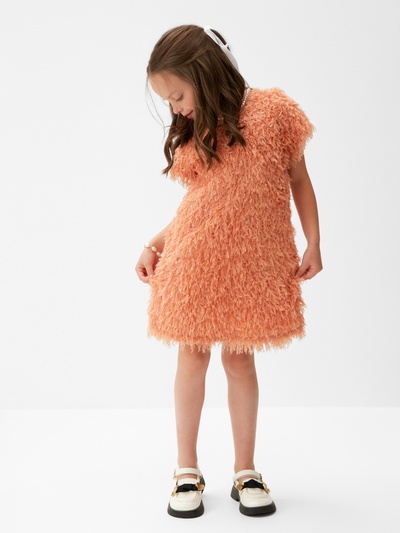 Платье нарядное для девочки, MINAKU: Party Dress, персиковое, рост 104-110 см