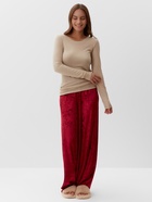 Комплект женский домашний (лонгслив и брюки) KAFTAN "Бархат", 44-46, бордо/беж - Фото 5