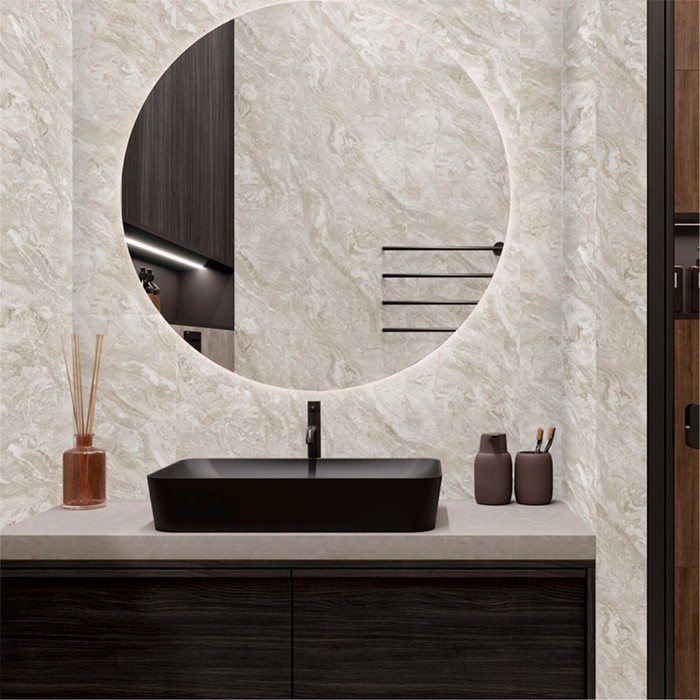 Стеновая панель ПВХ «Мрамор Корсика 672/1» Slim Light, 2600×250×5 мм, цвет бежевый - Фото 1