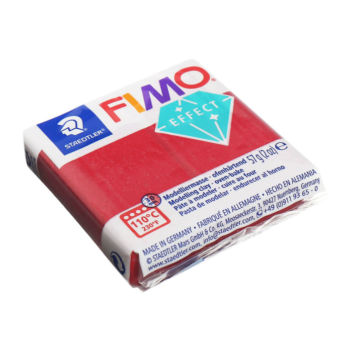 

Пластика-полимерная глина запекаемая 57г FIMO effect красный с блестками 8010-202