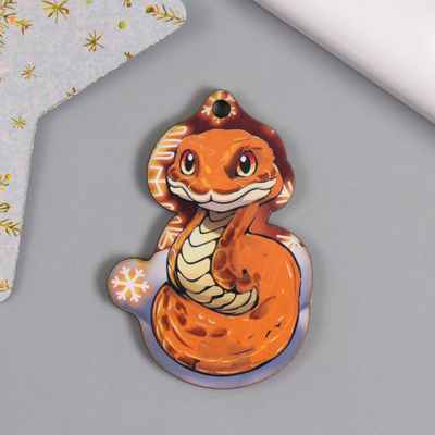 Бирка-подвеска «Змейка цветная: ёлочная игрушка», заготовка для творчества, 3.7×5.5 см