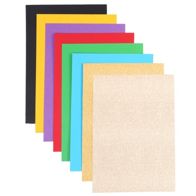 Цветной картон с блёстками, А4, 8 листов, 8 цветов, немелованный, двусторонний, в папке, 250 г/м², «Коты аристократы»