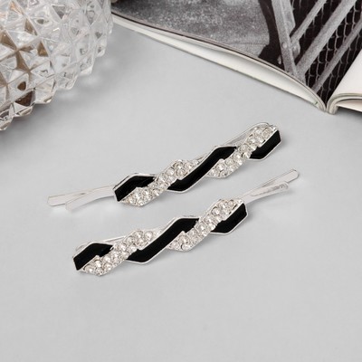 Невидимки для волос QF «Кэли», набор 2 шт., грация, 6 см, серебро