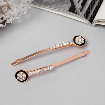 Невидимки для волос QF «Хэдли», набор 2 шт., круг, 6 см, розовое золото