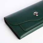 Кошелёк женский на магните, 19×2.5×9 см, однотонный, зелёный - Фото 3
