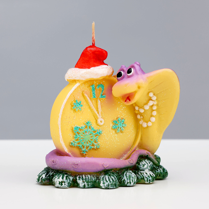 Свеча декоративная «Будильник новогодний. Змея», 7.5×6×9.5 см - Фото 1