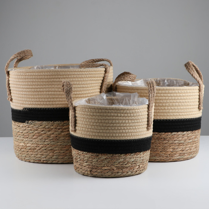 

Набор корзин из 3 шт, 31x28x27 см, 27x23x25 см, 24x20x21 см, рогоз