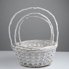 Набор корзин из 3 шт, D37xH16/44 см, D30xH14/38 см, D25xH12/33 см, белый, ива - фото 24992296