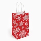 Пакет подарочный «Снежинки», белый крафт, 12 х 21 х 9 см , Новый год - Фото 4