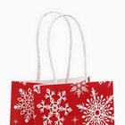 Пакет подарочный «Снежинки», белый крафт, 12 х 21 х 9 см , Новый год - Фото 6
