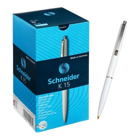 Ручка шариковая автоматическая Schneider K15, чернила синие, узел 1,0мм, корпус белый матовый, под лого