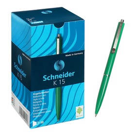 Ручка шариковая автоматическая Schneider K15, чернила синие, узел 1,0мм, корпус зеленый, под лого