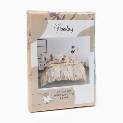Комплект постельного белья Newday дуэт Soft time 143*215см-2шт,215*220см, 50*70см-2шт, полисатин,80г/м²