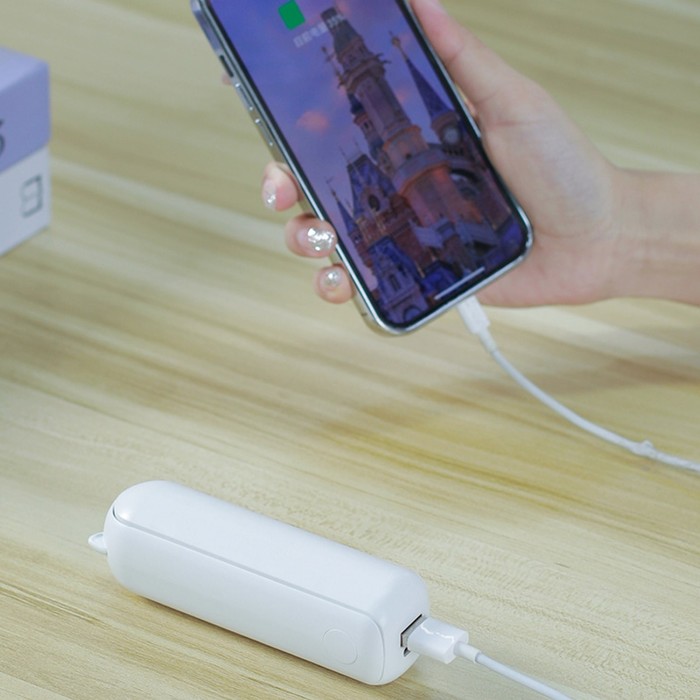 Портативный вентилятор FS08, функция Power bank 1200 мАч, 2 режима, USB, складной, белый - фото 51627379