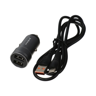Автомобильное зарядное устройство Maimi T72, 2 USB, 2.4 А, кабель Type-C, чёрное