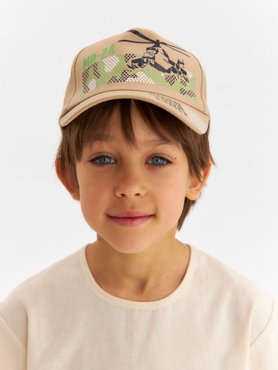 Кепка для мальчика, бежевая, размер 54