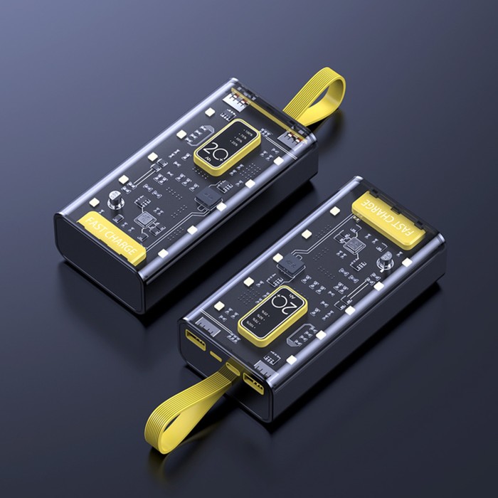 Внешний портативный аккумулятор CRR-33, 20000 мАч, 2USB, Type-C, 2 А, с дисплеем, чёрный - Фото 1