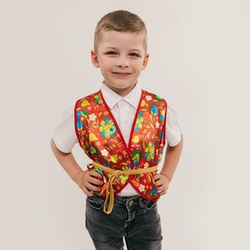 Русско-народная жилетка «Иванушка» с поясом 100 см, р. 98-110 см, красный